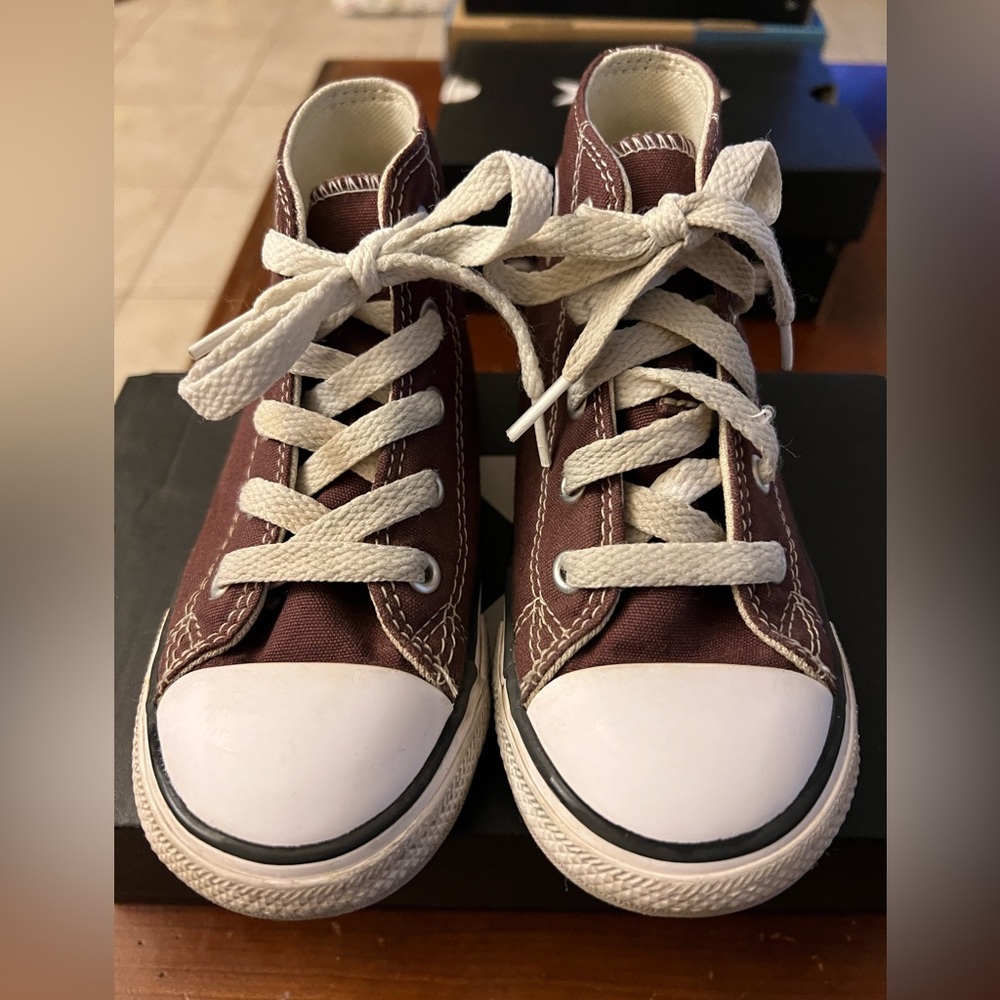 Converse Kids High-Top Sneakers - Brown and White